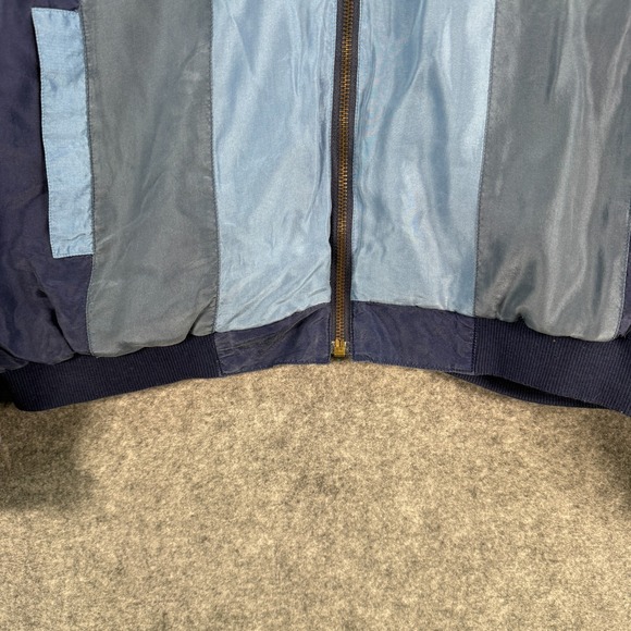 Vintage‎ Olympic Exposure Womens Jacket Large Blue Colorblock 100% Silk Full Zip - Picture 5 of 11